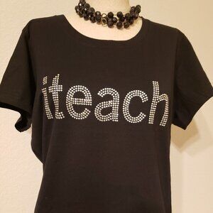 Teacher Women Rhinestone Short sleeve Shirt